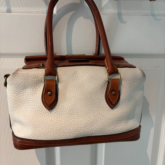 Vintage Dooney & Bourke White Bone Cream Tan Doctor’s Satchel Bag - Picture 6 of 6